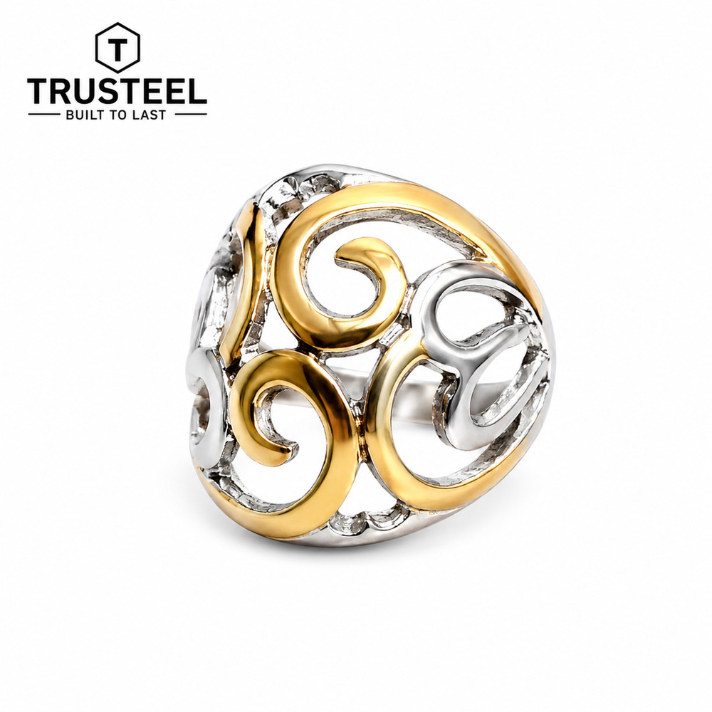 Women’s 316L stainless steel Two-one Swirl Statement Ring size 10